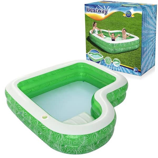 Bestway 54336 Inflatable Tropical Paradise Family Pool – 91 Inch with Bench Seat and Cup Holder