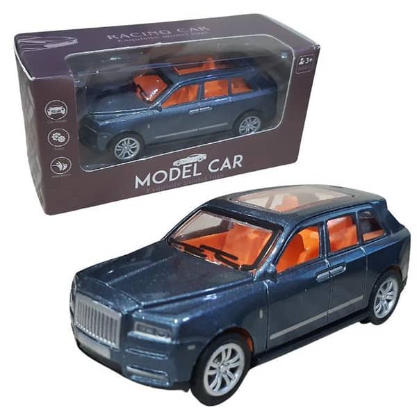 Mini Metal Rolls Royce Cullinan Hatchback Model Car for Kids - 4-Inch Pull Back Diecast - Blue Grey