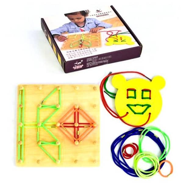 Creative Shapes Lacing Wooden Geo Board Montessori – Educational Toy