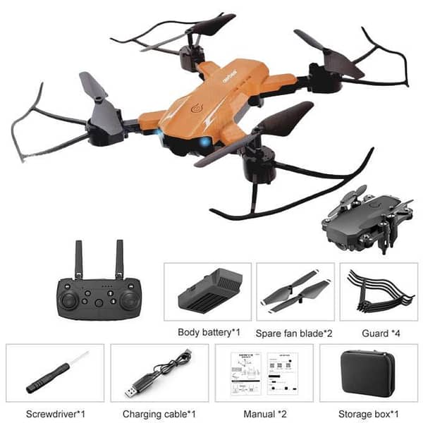 AB-F712 4-Axis Foldable Drone with GPS and LED Lighting, No Camera, Orange