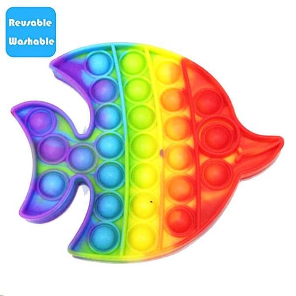 Push Pop Bubble Fidget Spinner Pop It Silicone Toy - 6 inches - New Rainbow Angel Fish