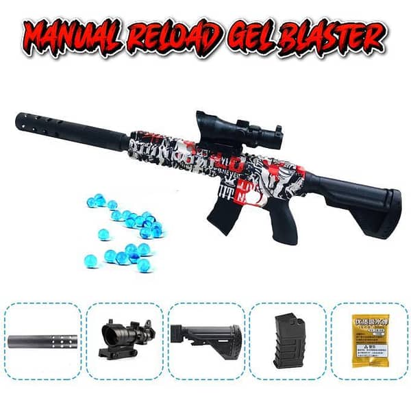 Elite M416 Gel Blaster Manual Reload Toy Gun for Kids - Approximately 58cm - Multicolor