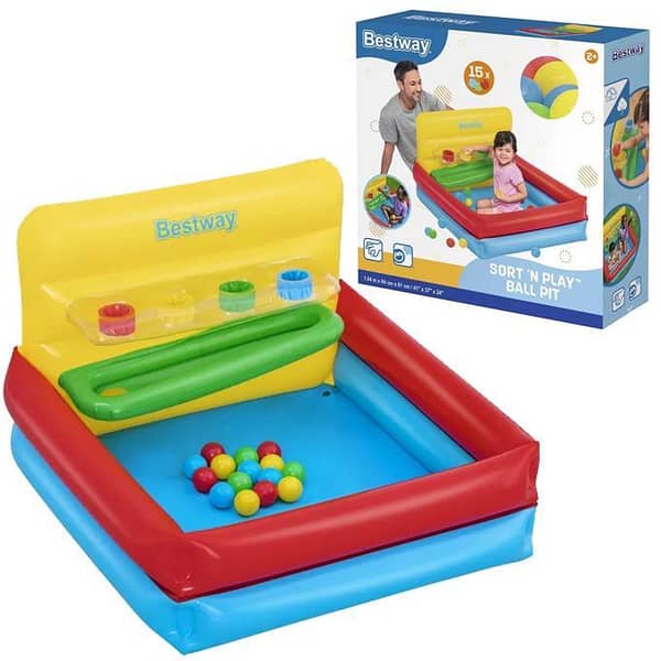 Bestway 52546 Inflatable Sort N Play Ball Pit with 15 Colorful Balls
