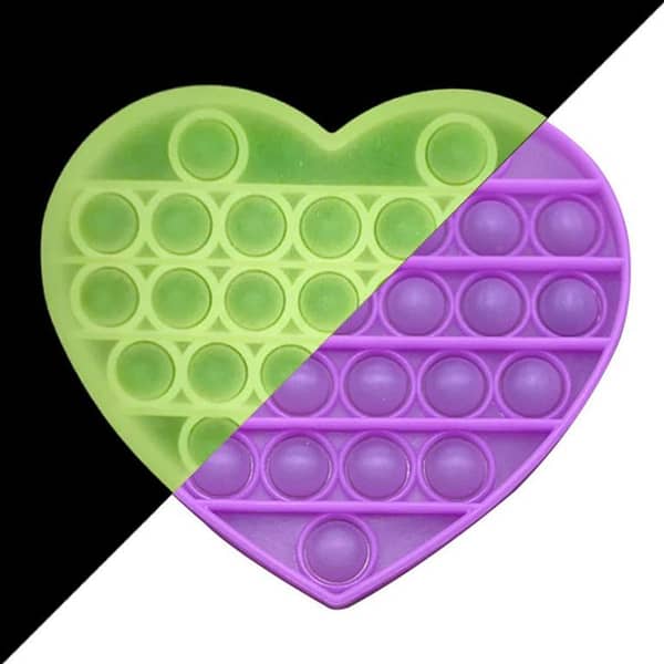 Planet X Glow-in-the-Dark Heart Pop Fidget Spinner - 5 Inches - Purple Passion