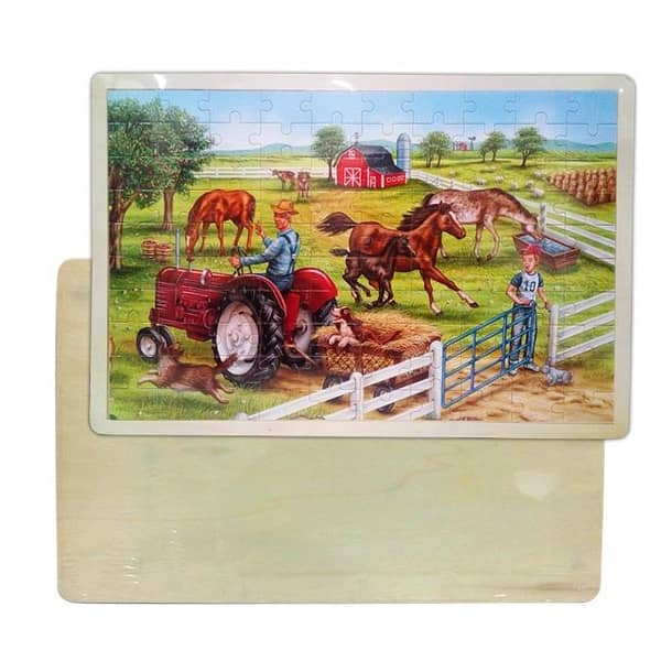 Wooden Jigsaw Puzzle - Big Farm Scene, 18 Inches