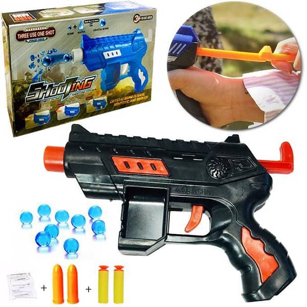 Blaze 3-in-1 Mini Shooting Toy Gun with Water & Nerf Darts for Boys