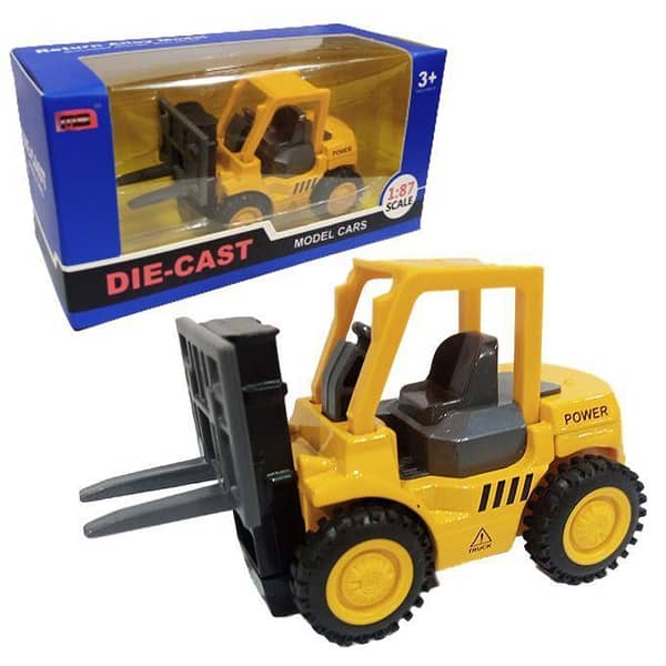 Die Cast 1:87 Scale Construction Forklift Lifter - Approx. 4 Inches - Yellow