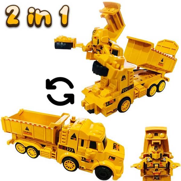 2-in-1 Transformer Construction Truck with Robot Features for Boys
