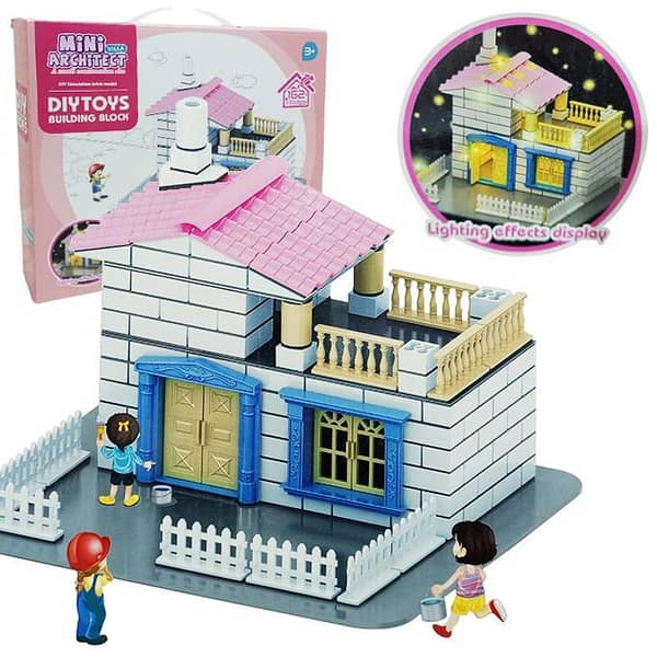 Building Blocks Mini Villa Dollhouse Set for Girls - 162 Pieces with Lighting