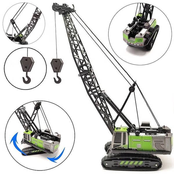 Kids' Mini Engineering Green Crane Alloy Mechanical Construction Vehicle