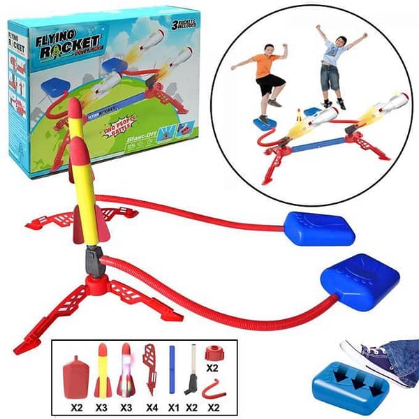 EVA Foam Rocket Foot Launcher Toy by Flying - Battle Set for Two - Multi-Color