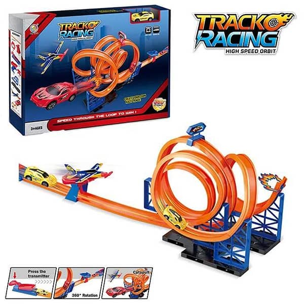 360 Loop Track Racing Set with Mini Pull Back Car - 45 cm Package - Multicolor