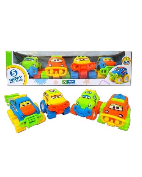 Happy Motorcade Funny Monster Trucks - 4 Pcs
