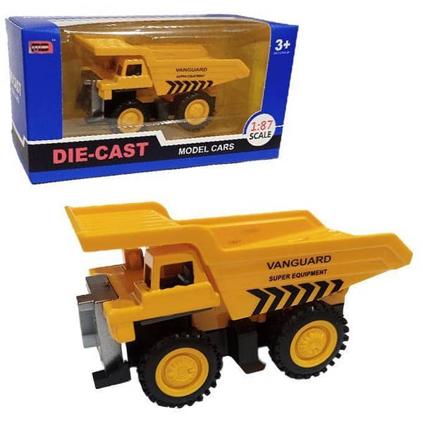 Heavy Dumper Truck Construction Toy - 1:87 Scale Die Cast, Approx. 4 inches, Yellow