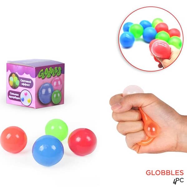 Pack of 4 - Globbles Squishy Luminous  Fidget Balls