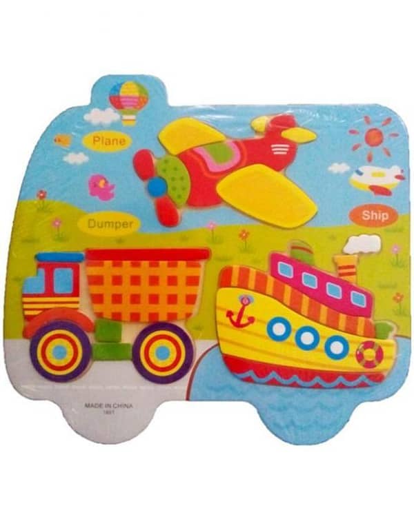 Multicolor Wooden Vehicle Puzzle