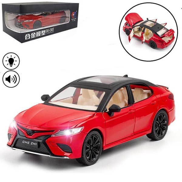 Toyota Camry Die Cast Car Model 4 Door Open With Trunk & Bonult - 1:24 Scale – Toys For Boys - Red