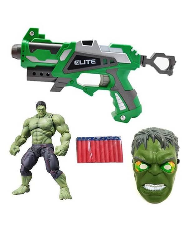 Avengers Hulk Mask, Action Figure, and Nerf Shooter Set