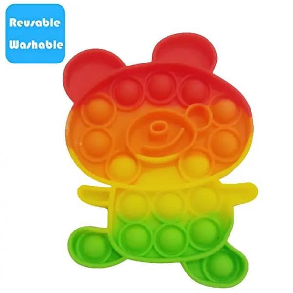 Push Pop Bubble Fidget Spinner Pop It Silicone Toy - 5 inches - Rainbow Teddy Bear 2