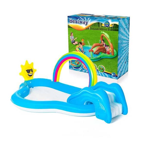 Bestway 53092 Rainbow n Shine Water Play Centre with Paddling Pool - 257 x 145 x 91 cm