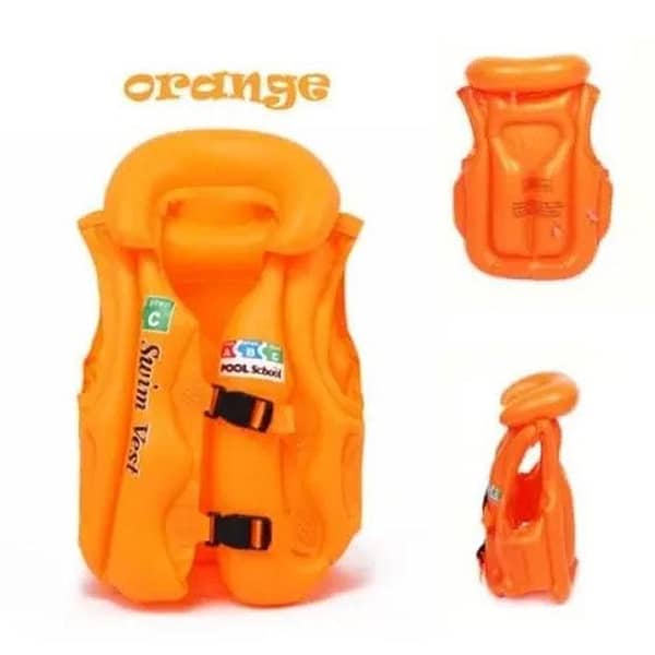 Planet X - Swim Safely with Kids’ Orange Inflatable Vest Jacket - 26 inches