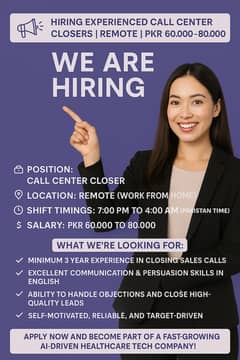  Hiring Experienced Call Center Closers | Remotely