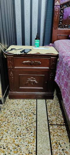 bed with side table