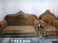 uxury 3PC Sofa Set –Rich Brown & Gold | 3 Months Use | 9.5 Yr Warranty