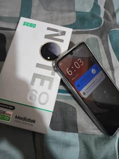 sego note 60 ram 4+4gb 128 gb rom with box and charger in warranty