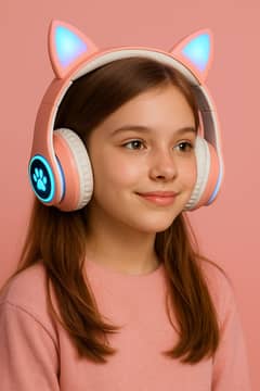 Rare Pink Kitty Ear Headphones  with RGB Lights – Brand New!"*