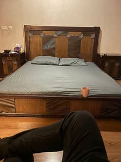 Pure Wooden Bed (2 side tables, 1 Dressing table)