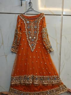 "Designer Orange gotta work with Mirror and Zari Work