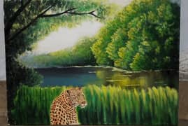 Jungle Painting with Leopard – Acrylic on Canvas – 18x24