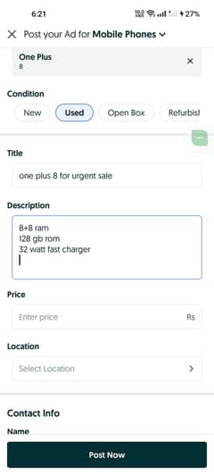 one plus 8 for urgent sale