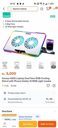 Amaze A505 box open cooling pad for laptops