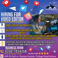 Job for Video Maker / Hiring for Video Editor / Content Videographer