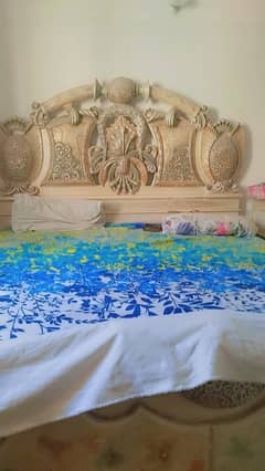 king size bed with mattress used in good condition with 2 side tables