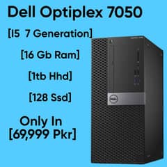 DELL OPTIPLEX 7050 MT. WITH I5 7 GEN. 16GB RAM. 1TB HHD. 128 SSD.