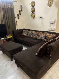 L Shaped Sofa with 8 Cushions