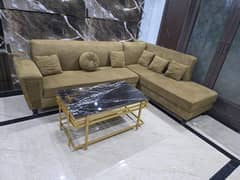 L shape sofa 6 seter . . 24 inch with marbal talbel