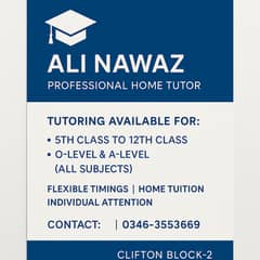Experienced Home Tutor Available – 5th to 12th | O-Level & A-Level