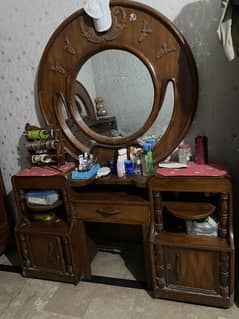 Wooden bed set with dressing table