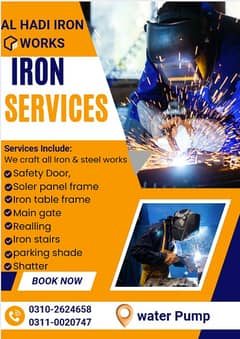 Steel&Iron work/ Iron gates/doors/Iron bed/grill/railing/steel work