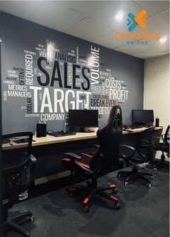 Per seat fully furnished office for rent  garden town main boulevard