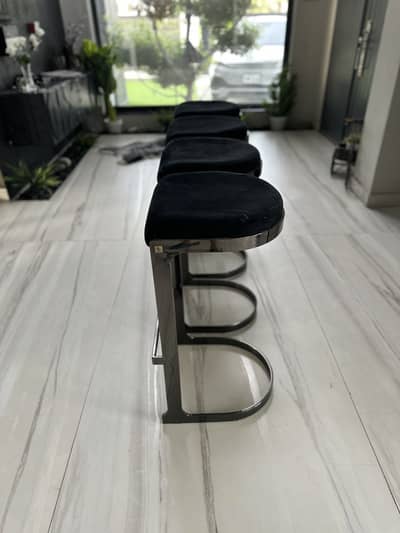 Kitchen/Bar stools -  Black Velvet/Nickel Legs