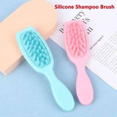 Silicone Head Massage Comb with Long Handle for Shampooing and Scalp Cleaning, Ideal for Pet Grooming