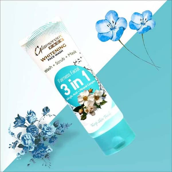 Glamorous 3-in-1 Whitening Face Wash, Scrub, and Mask - 100g