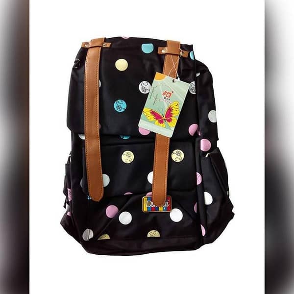 Multicolor Girls Polka Dots School Bag