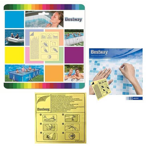 Bestway 62068 Water Resistant Adhesive Patches for Pool and Inflatable Repairs - Set of 10