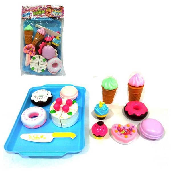 Plastic Food Tray Set for Cutting Happy Cake and Ice Cream Desserts